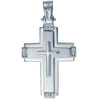 Βαπτιστικός σταυρός 14Κ Λευκόχρυσο με Διαμάντια της FaCaDoro