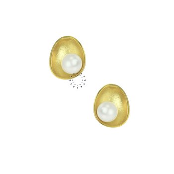 Earrings 14ct gold with Pearl Silhouette