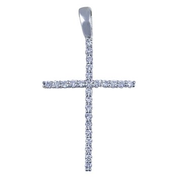 Βαπτιστικός σταυρός 18 Καράτια Λευκόχρυσο με Διαμάντια SAVVIDIS