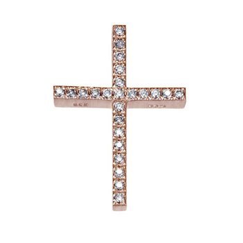Cross 14 Carats Rose Gold with Zircon by TRIANTOS