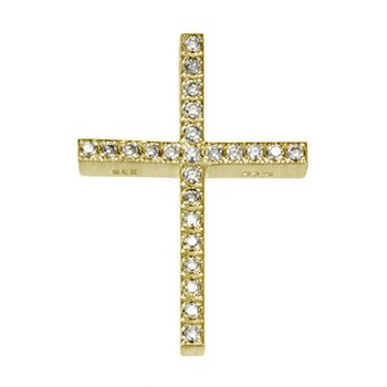 Cross 14 Carats Gold with Zircon by TRIANTOS