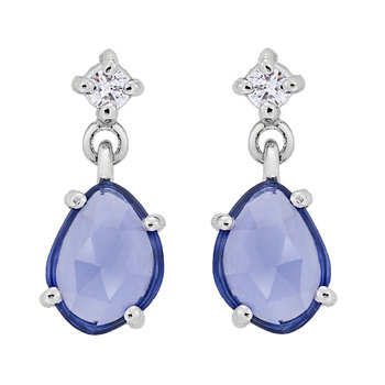 Earrings 18k whitegold with sapphires 1.52ct and diamonds
