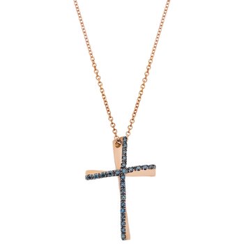 Βαπτιστικός σταυρός από Ροζ Χρυσό 18K με Διαμάντια SAVVIDIS
