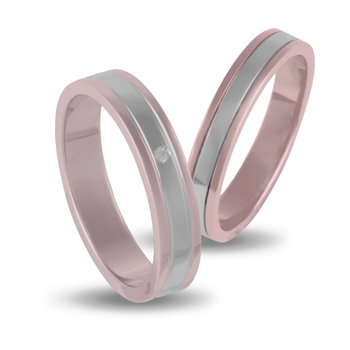 Wedding Rings in 9ct White Gold and Pink Gold with Zircon