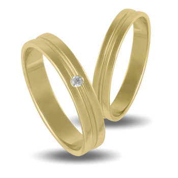 Wedding Rings in 9ct Yellow Gold with Zircon