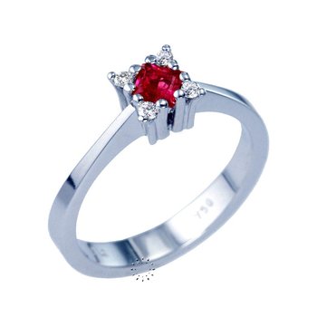 Ring 18ct Whitegold with Ruby and Diamonds (No 53)