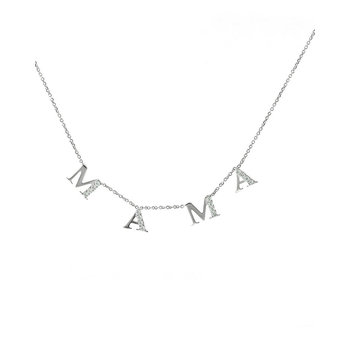 Necklace mama 9K White Gold with Zircon SAVVIDIS