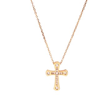 Necklace with cross SAVVIDIS 18ct Rose Gold with Diamonds
