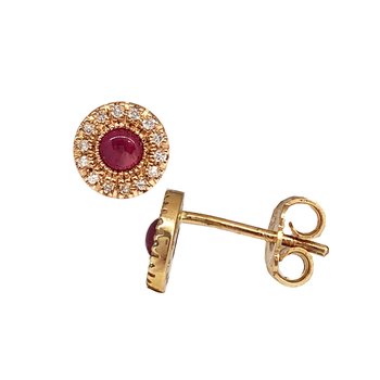 Earrings 18ct Rose Gold with Diamonds and Rubies by FaCaDoro