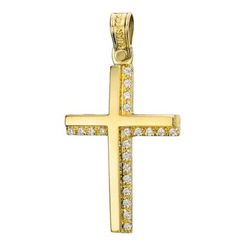 Βαπτιστικός σταυρός 14Κ Χρυσός με Ζιργκόν TRIANTOS