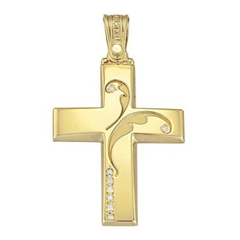 Cross 14ct Gold with zircon by TRIANTOS