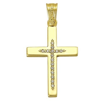 Βαπτιστικός σταυρός 14Κ Χρυσό με Ζιργκόν TRIANTOS