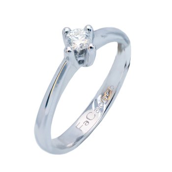 Μονόπετρο δαχτυλίδι FaCad'oro από λευκόχρυσο 18K με διαμάντια (Νο 53)