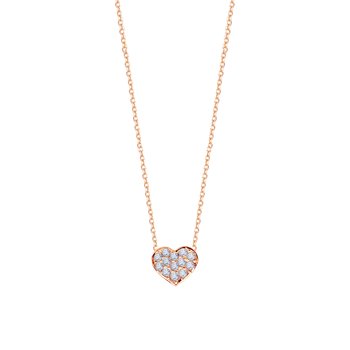 Necklace Le petit Coeur 14ct Rose Gold with Zircon SOLEDOR