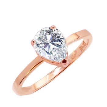 Solitaire Ring Petra 14ct Rose Gold with Zircon SOLEDOR