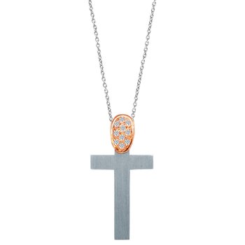 Cross 18ct white gold and rose gold with diamonds SAVVIDIS
