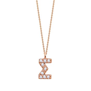 Necklace monogram 14ct rose gold with zircon SOLEDOR