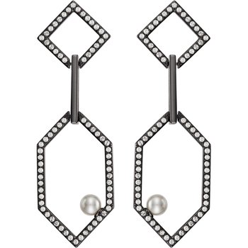 KARL LAGERFELD Geometric Pearl & Pave Hexagon Earrings
