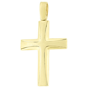 Βαπτιστικός σταυρός SAVVIDIS χρυσός ματ με σχέδιο στο τελείωμα 14Κ