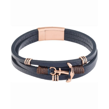U.S. POLO Bowline Stainless Steel and Leather Bracelet