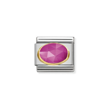 NOMINATION Link - Comp, Classic FACETED JADE stainless steel with 18k gold Fuchsia