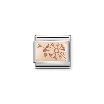 NOMINATION Link - PLATES in stainless steel with 9K rose gold CUSTOM Dandelion