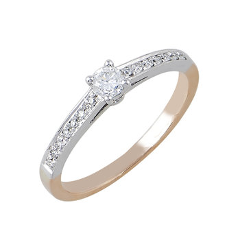 Μονόπετρο δαχτυλίδι FaCad'oro από λευκόχρυσο και ροζ χρυσό 18K με διαμάντια (Νο 55)
