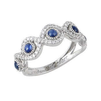 Ring 18ct White Gold with Sapphire and Diamonds by SAVVIDIS (No 54)