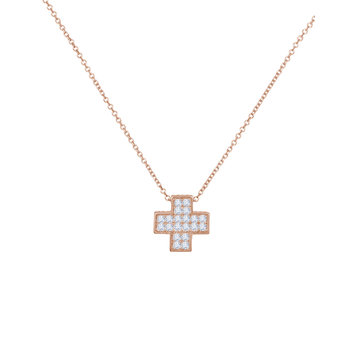 Necklace 14ct Rose Gold with Cross by SAVVIDIS with Zircon