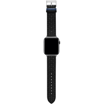 TED T Embossed Black Leather Strap for APPLE Watches 42-44 mm