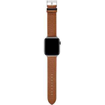 TED T Embossed Brown Leather Strap for APPLE Watches 42-44 mm