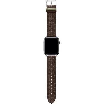 TED T Embossed Brown Leather Strap for APPLE Watches 42-44 mm