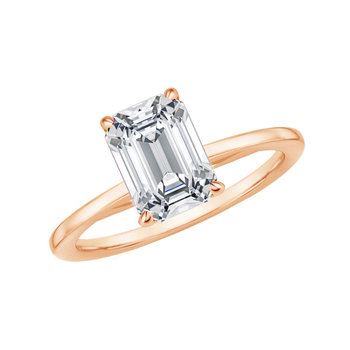 SOLEDOR Radiant 14ct Rose Gold Solitaire Ring with Zircon (No 53)