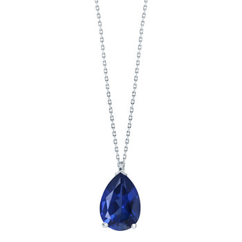 SOLEDOR 14ct White Gold Necklace Precious with Sapphire