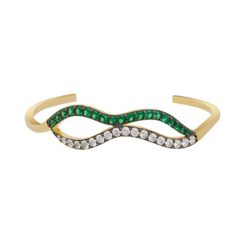 JCOU Like The Wind 14ct Gold-Plated Sterling Silver Bracelet with Green and White Zircon
