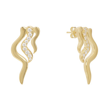JCOU Like The Wind 14ct Gold-Plated Sterling Silver Earrings set with White Zircon