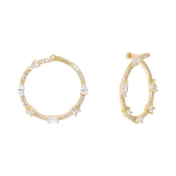 JCOU Multi Stone 14ct Gold-Plated Sterling Silver Earrings set with White Zircon