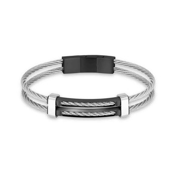 CERRUTI Mens Double Cable Stainless Steel Bracelet