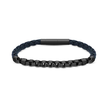 CERRUTI Mens Walter Stainless Steel and Leather Bracelet