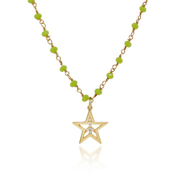 Κολιέ DOUKISSA NOMIKOU Green Rosary Star Necklace