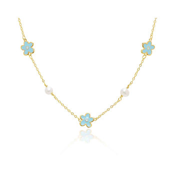 DOUKISSA NOMIKOU Blue Flower Pearl Necklace