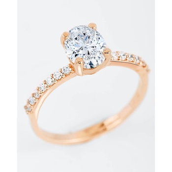 SOLEDOR Oval Arden 14ct Rose Gold Solitaire Ring with Zircon (No 53)