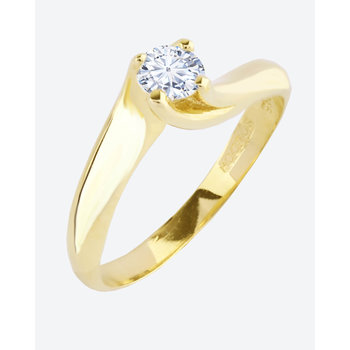Μονόπετρο δαχτυλίδι SOLEDOR της σειράς Twisted από χρυσό 14Κ με ζιργκόν (Νο 51)