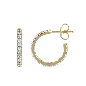 14ct Gold Hoops with Ζircons by SOLEDOR