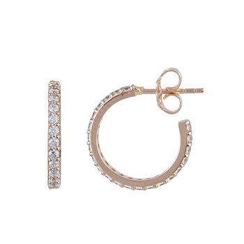 14ct Rose Gold Hoops with Ζircons by SOLEDOR