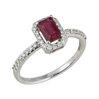 Ring 18ct Whitegold with Diamonds and Ruby (No 54) (No 54)