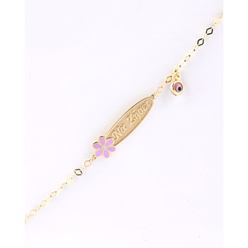 Gold plated Silver Bracelet with Evil Eye and Flower by Ino&Ibo
