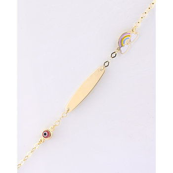 Gold plated Silver Bracelet with Evil Eye and Rainbow by Ino&Ibo