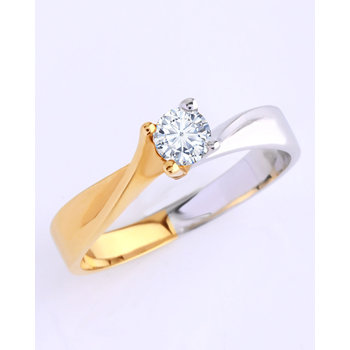Μονόπετρο δαχτυλίδι δίχρωμο SAVVIDIS από χρυσό 18Κ και διαμάντια (No 54)