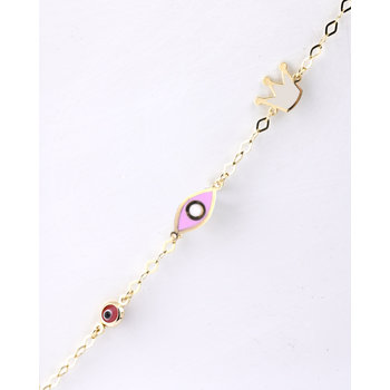 Gold plated Silver Bracelet with Evil Eye and Crown by Ino&Ibo